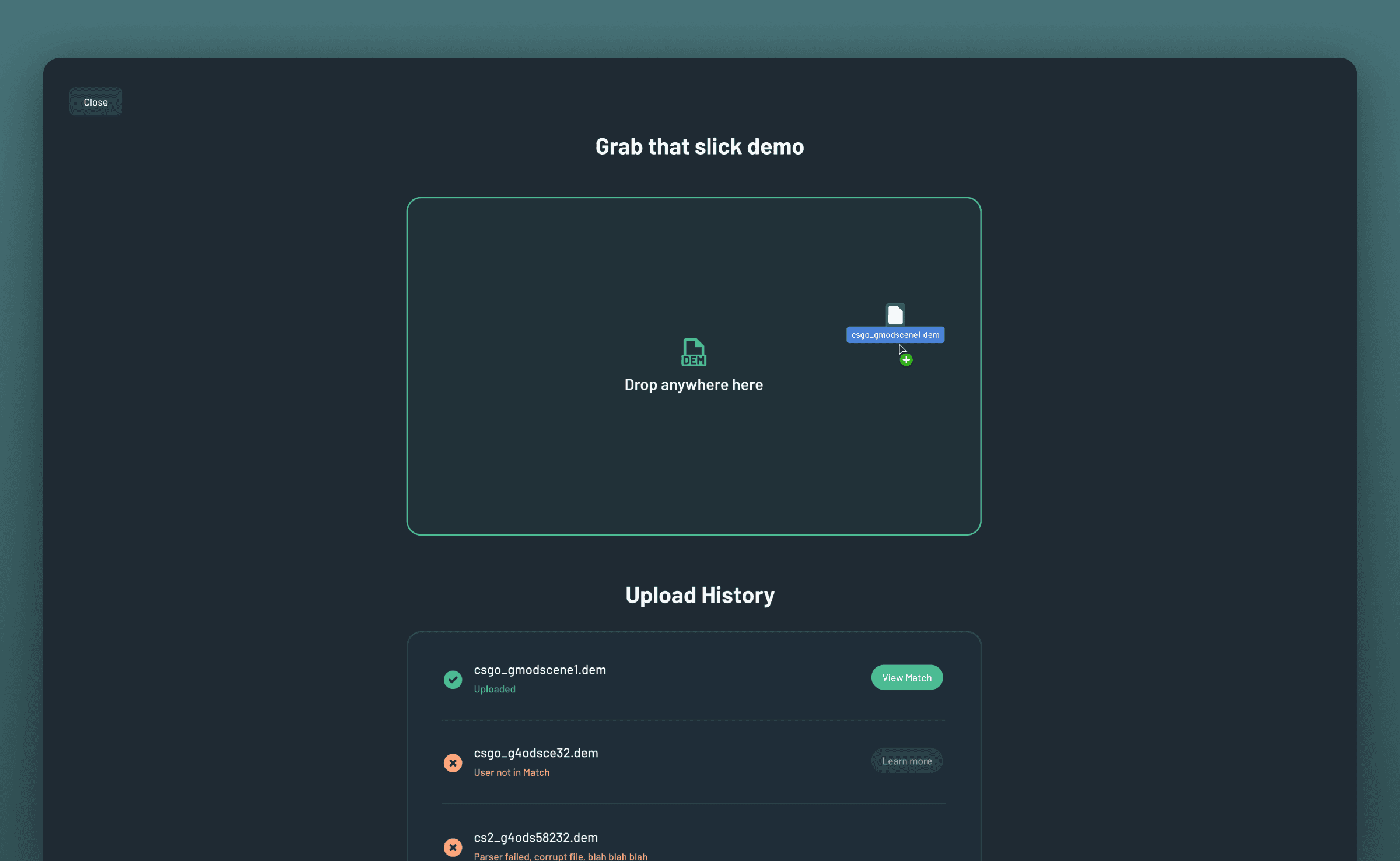 Compete page with competition entries