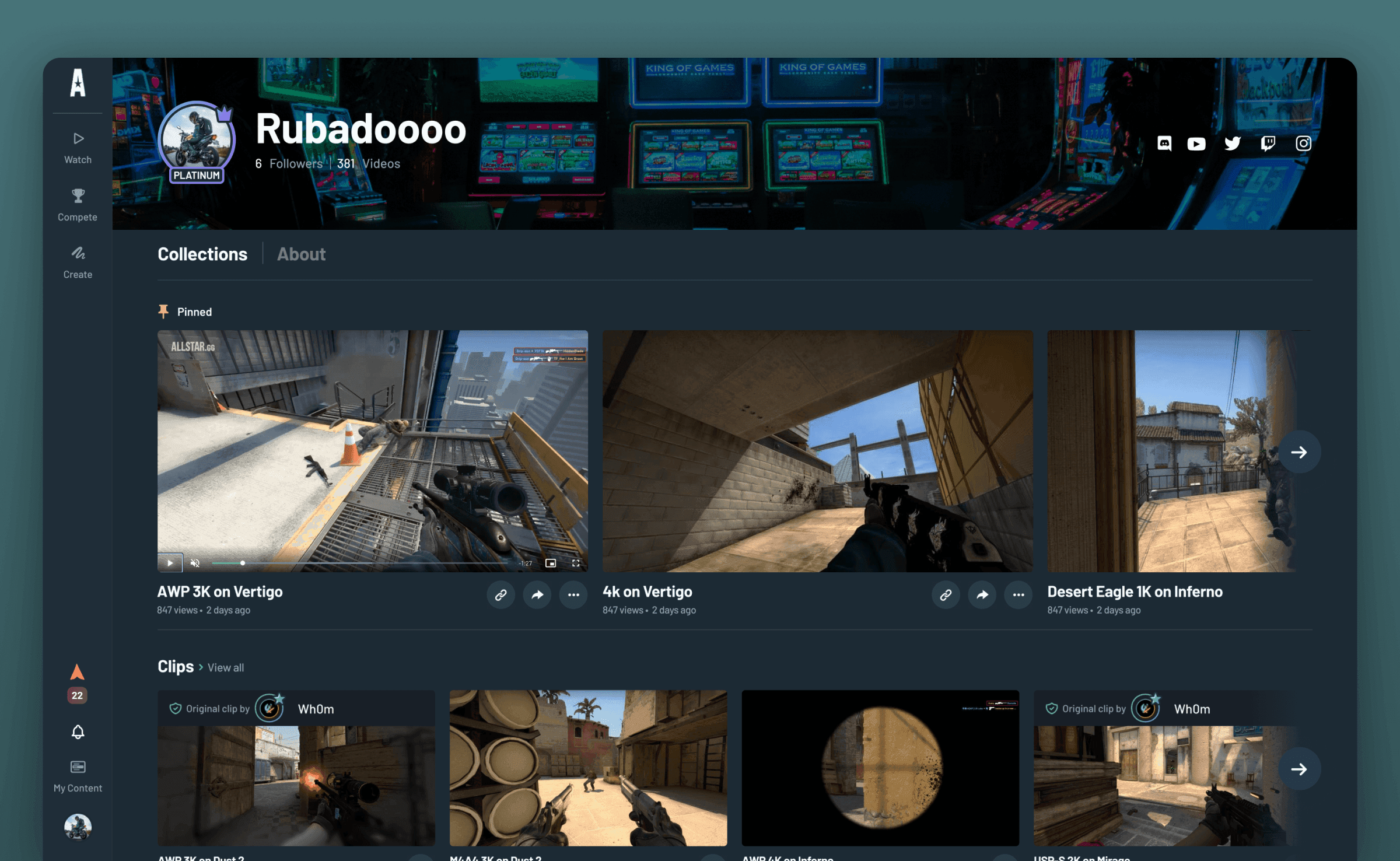 Desktop app clip viewer with editing tools