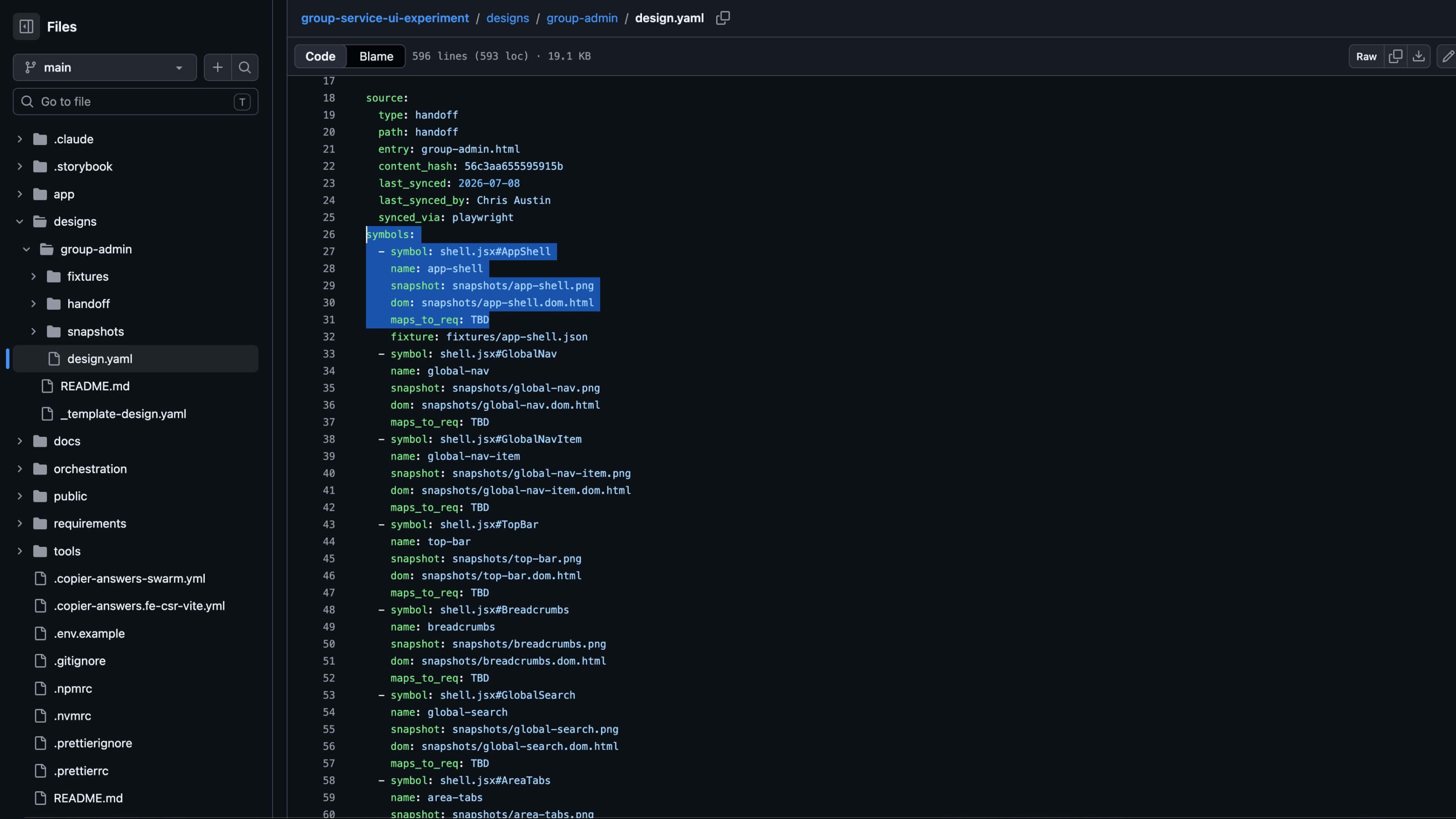 design.yaml symbols mapping table