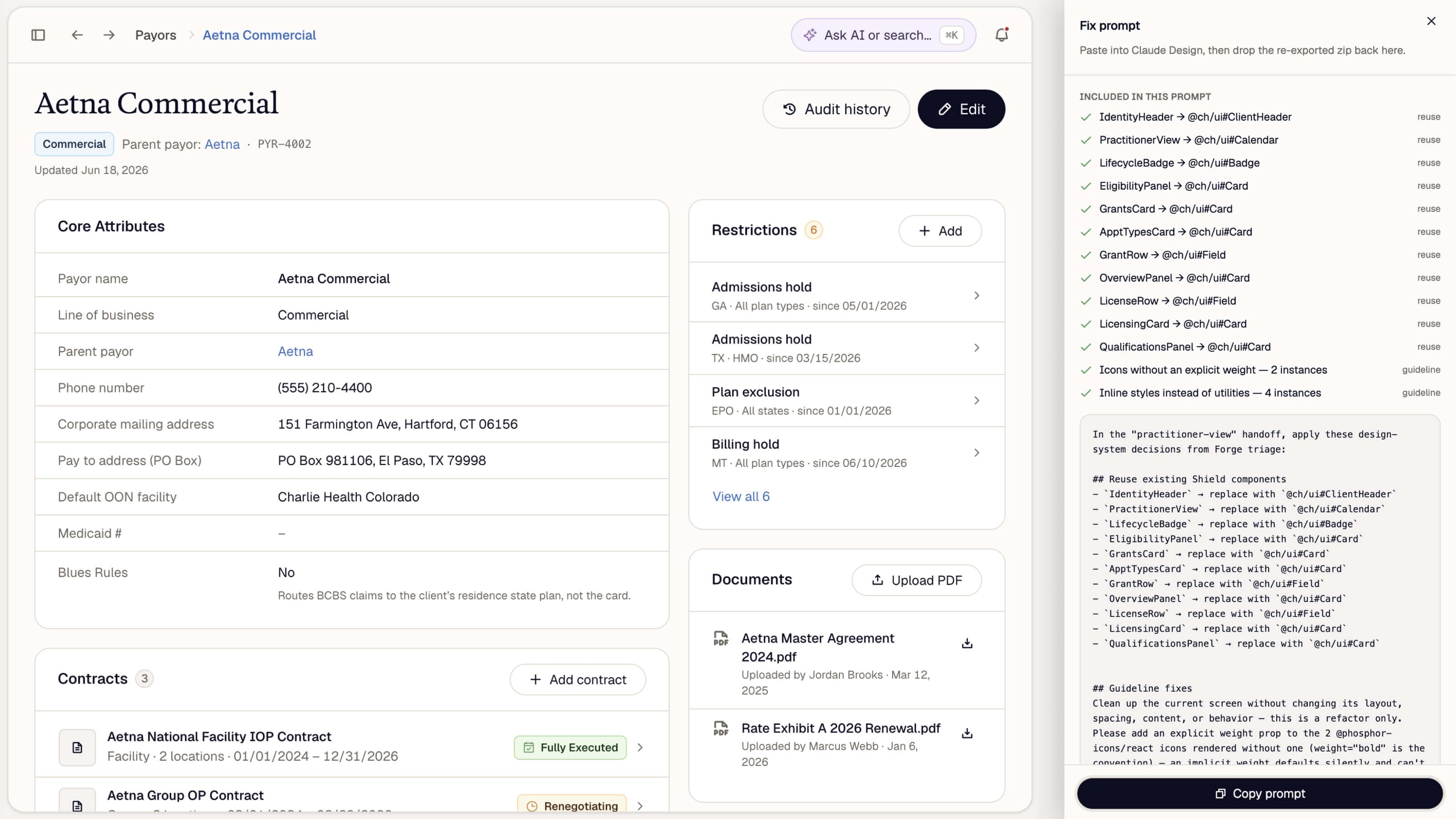 Forge fix prompt with reuse mappings and generated brief