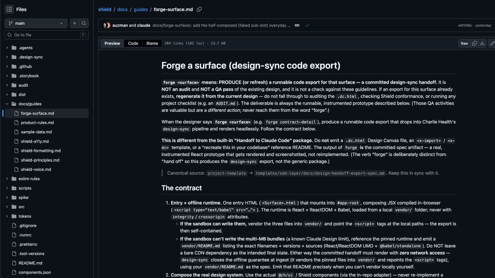 forge-surface.md design-sync export spec