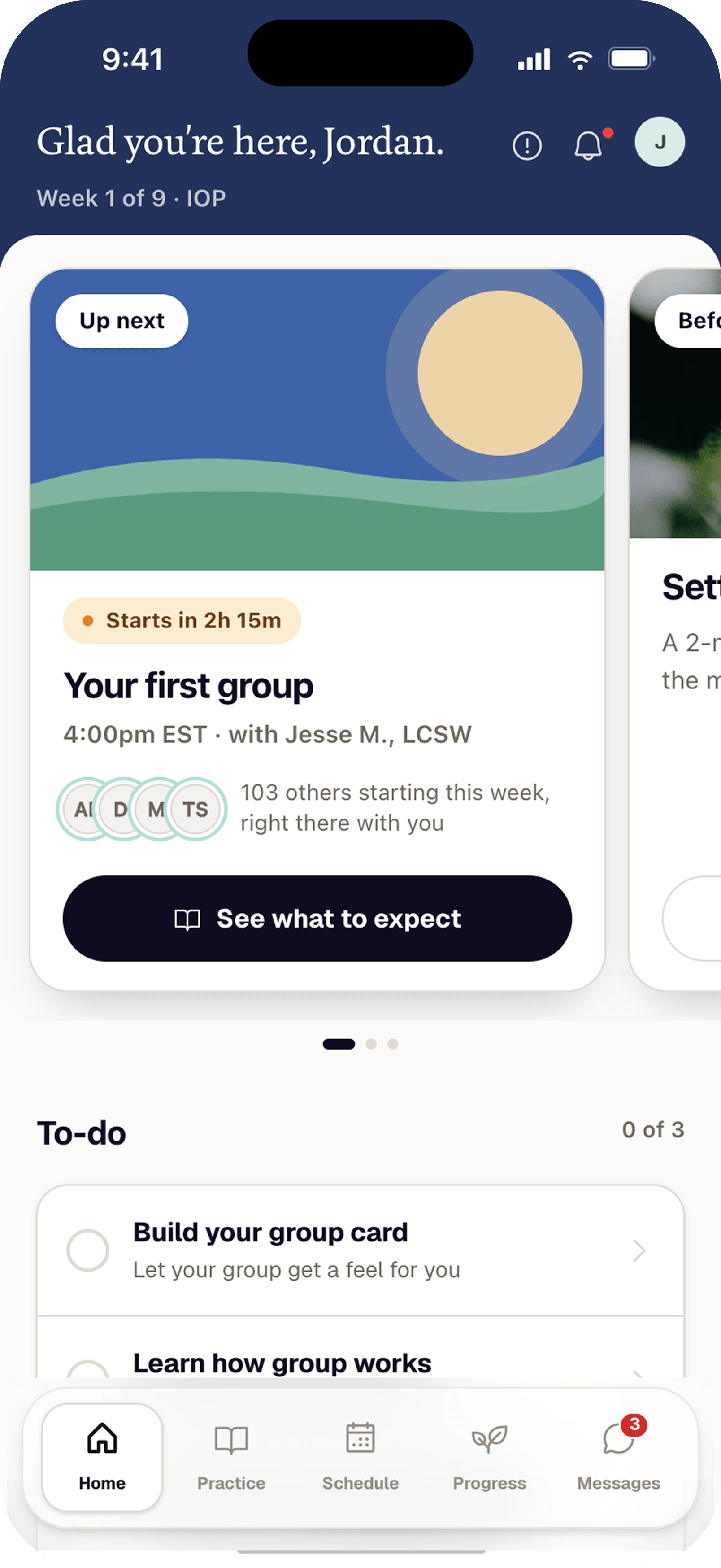 Client home and first-group detail