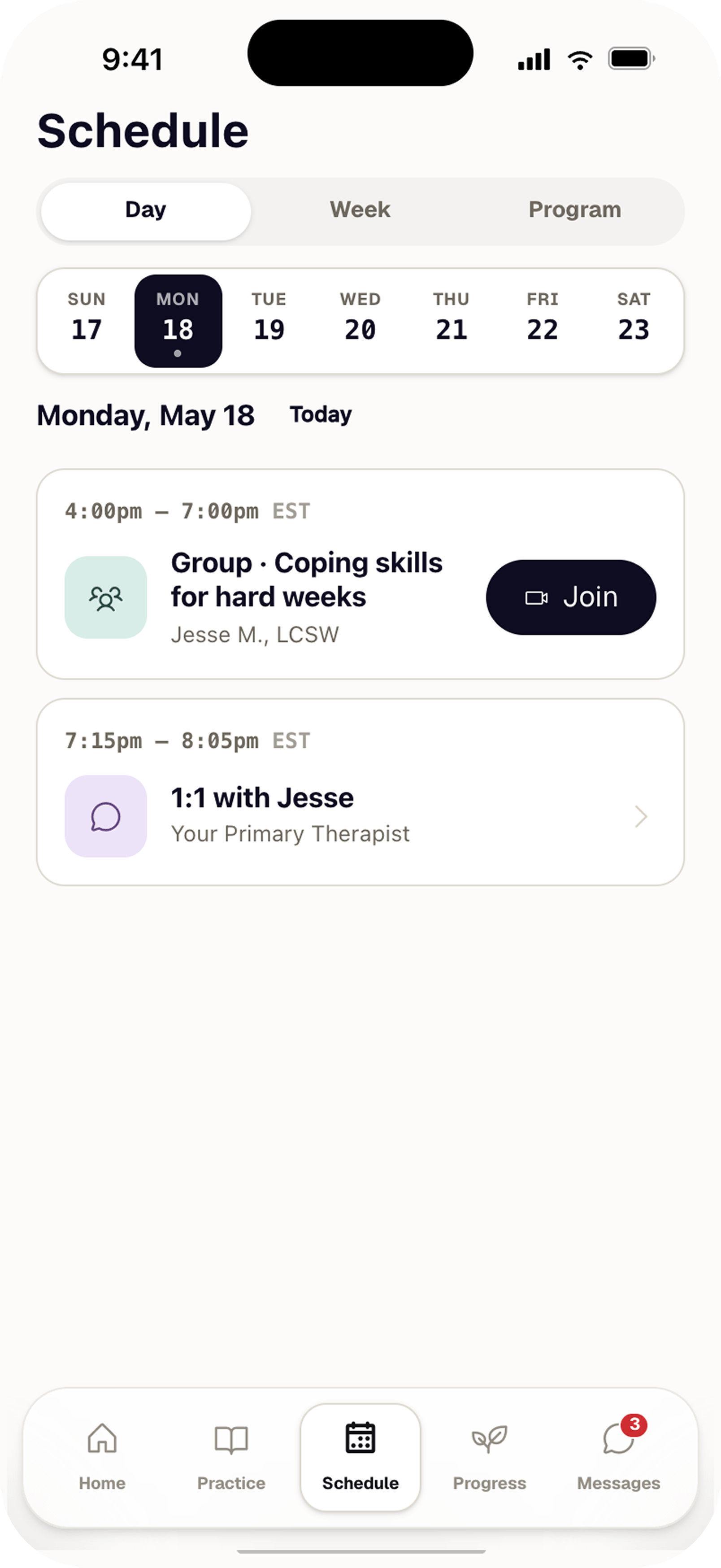 Client schedule and progress