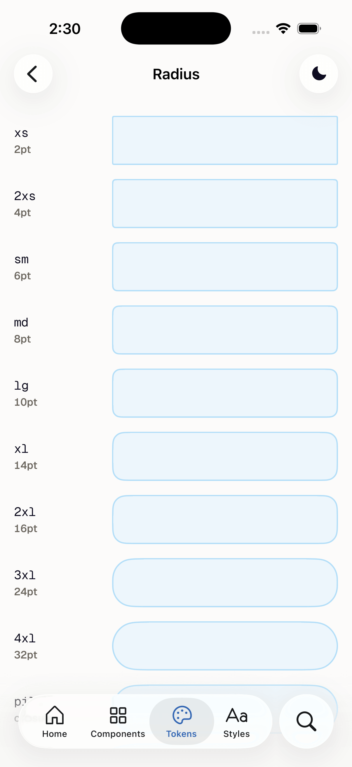 Native ShieldUI text fields and radius token scale