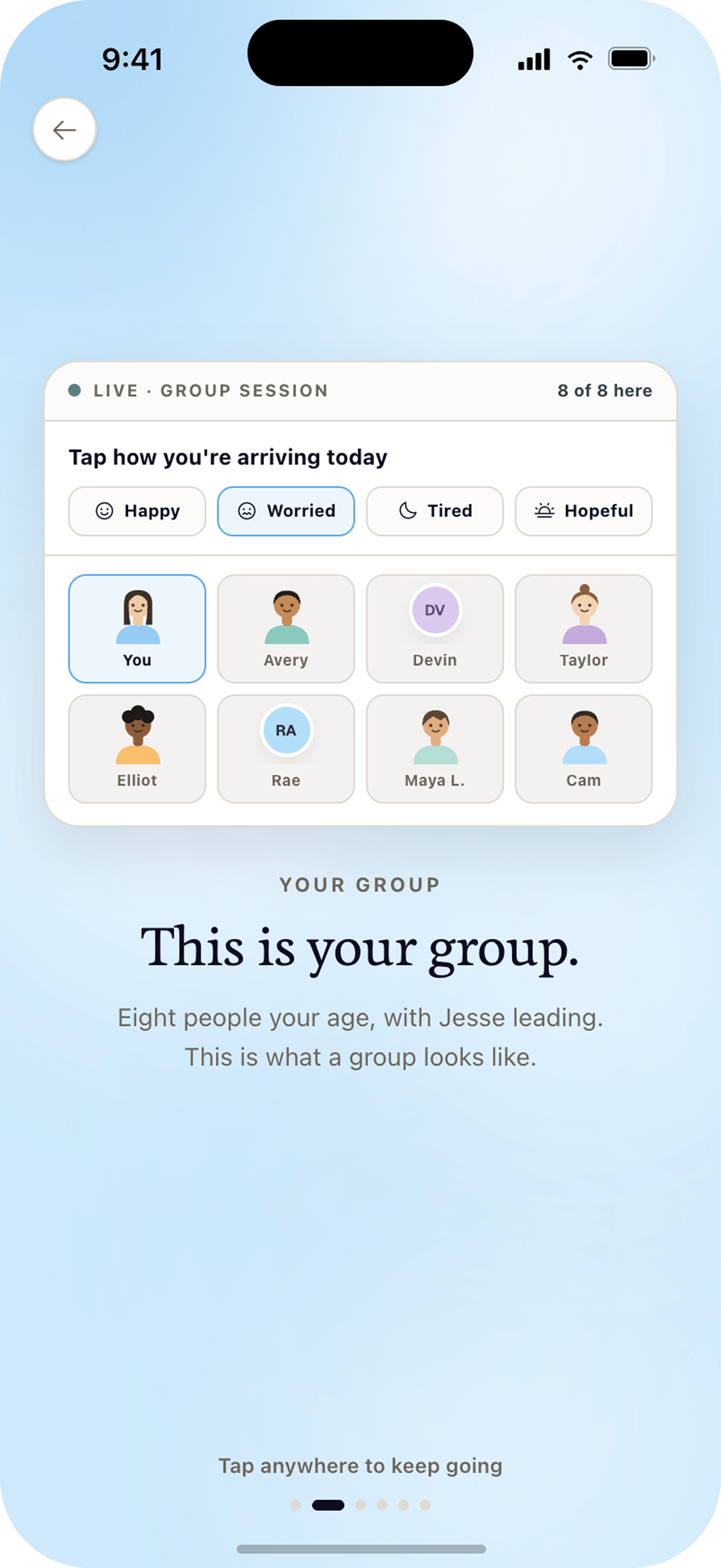 Onboarding welcome and group preview
