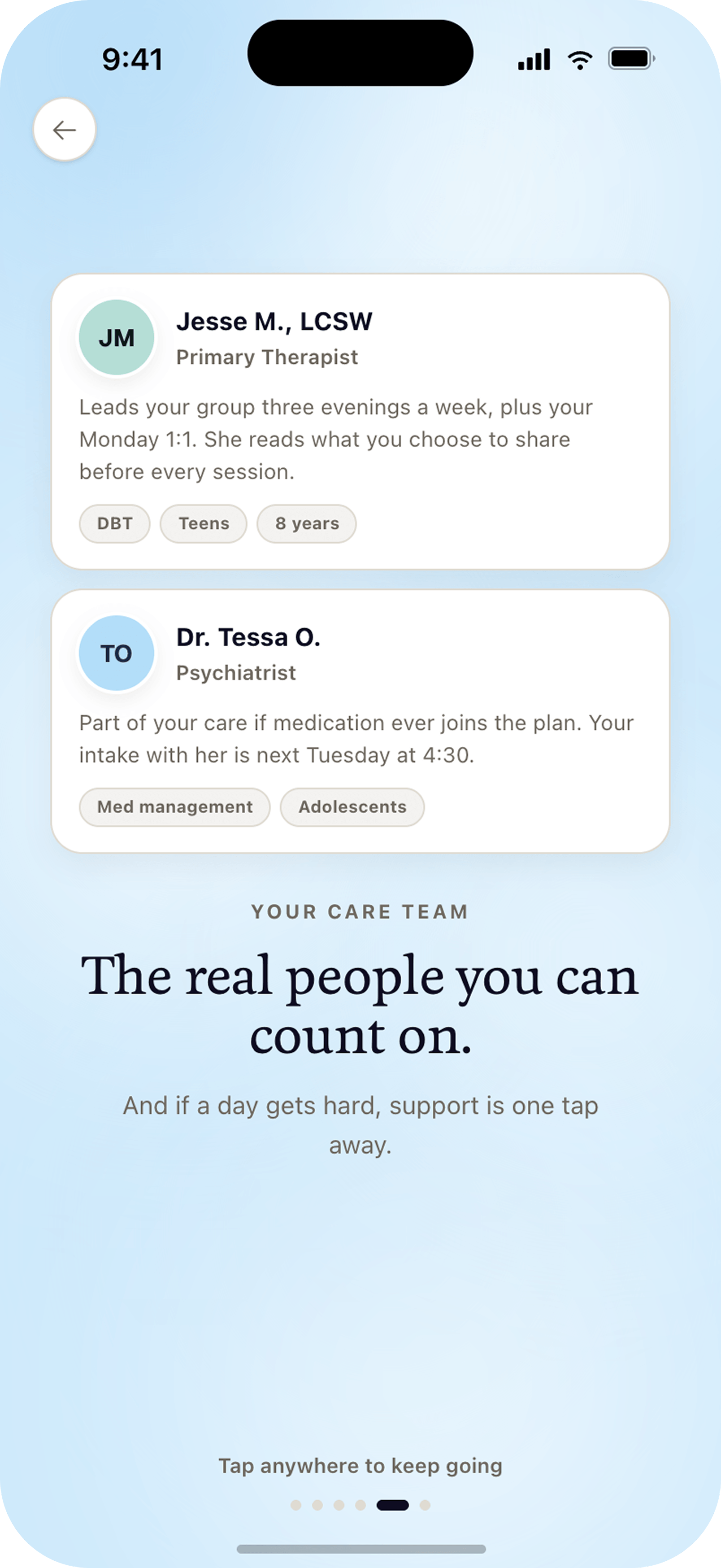 Onboarding how-it-works and care team