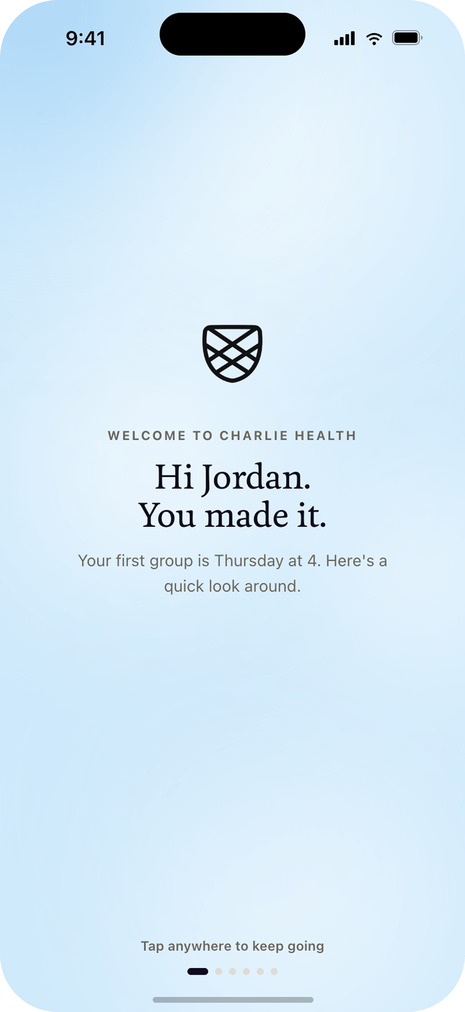 Onboarding welcome and group preview