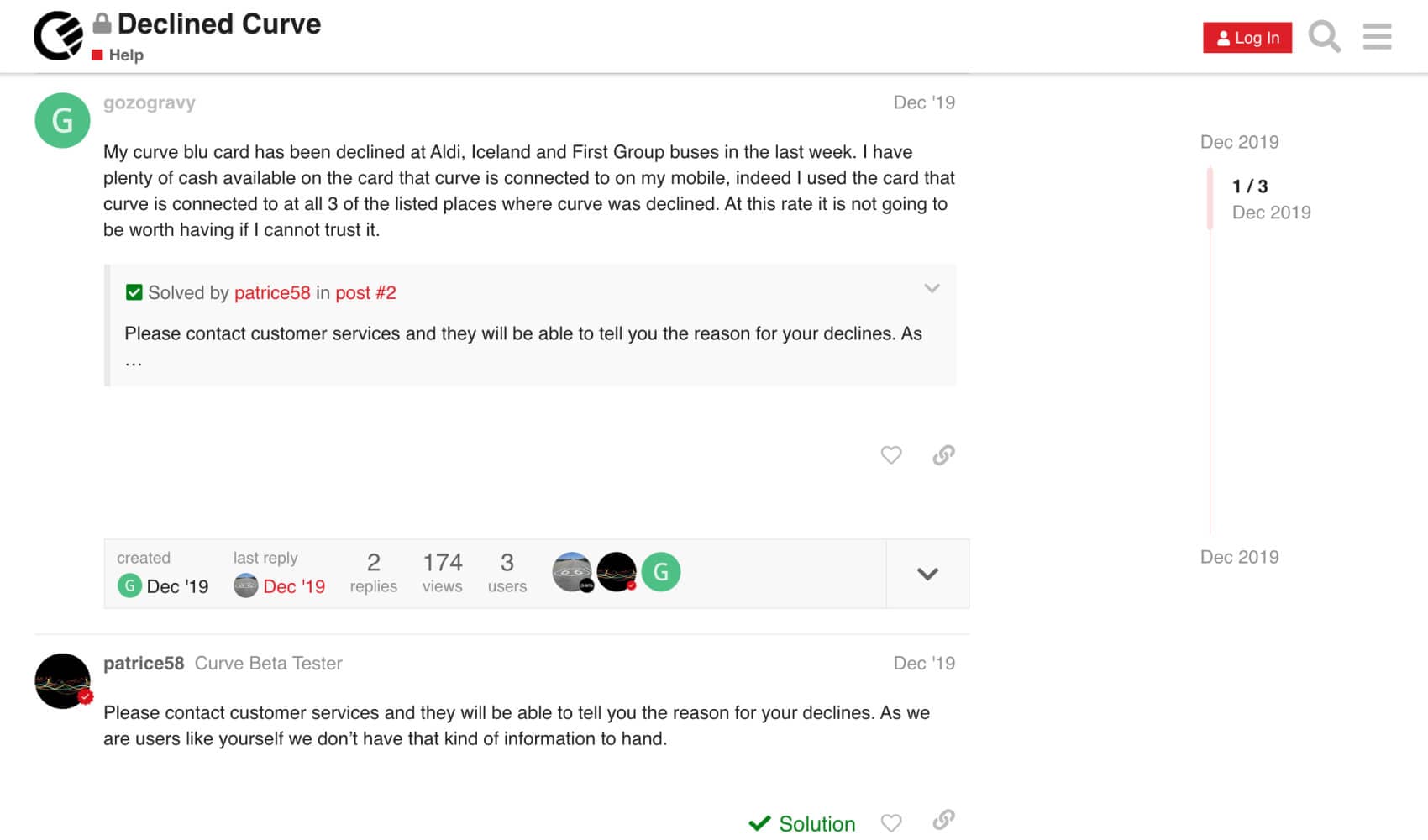 Community feedback on declined transactions